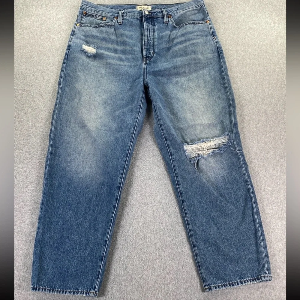Madewell The Dad Jean 32 High Rise Med Wash Button Fly 100% Cotton Relaxed Fit - Picture 3 of 12
